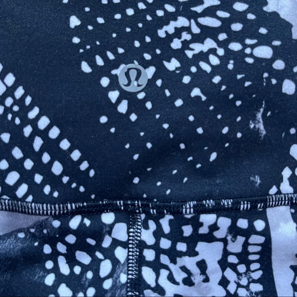 Lululemon Wunder Under Crop III *Full-On LuonStatic Mist White Black Leggings